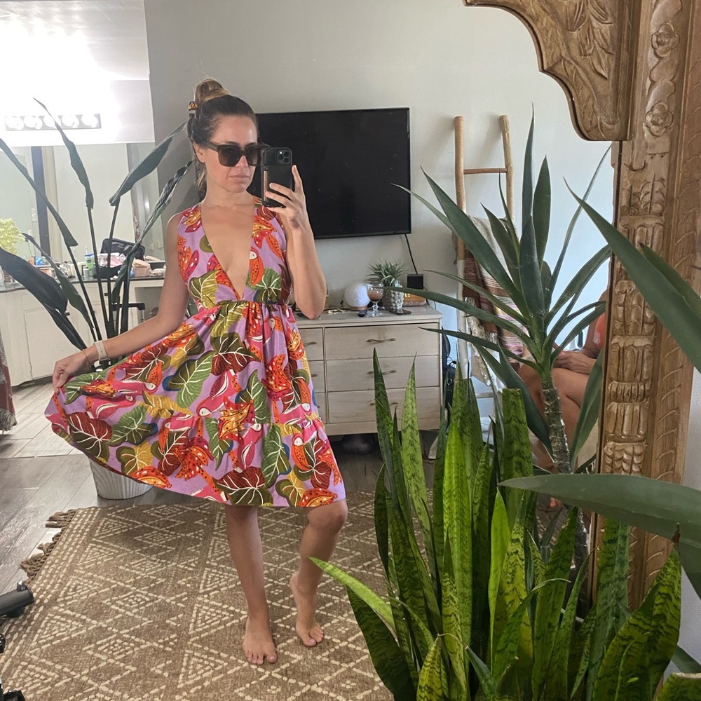 House of Harlow 1960 tropical plunge dress
